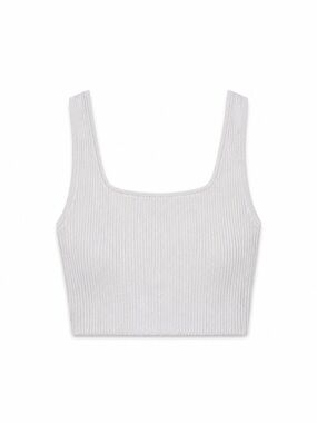❁ 3/$15 ❁ Princess Polly White Ribbed Square Neck Crop Tank (XS/S).